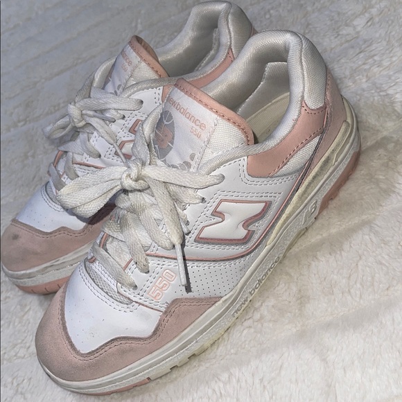 New Balance 550 White and Pink Sneakers - Picture 3 of 11